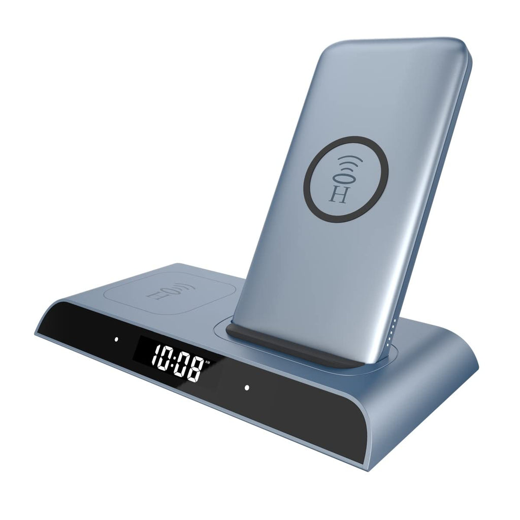 Halo Wireless Charging Dock - Convenient Wireless Dock with Removable Power Bank for Wireless Devices USB Devices - Sky Blue